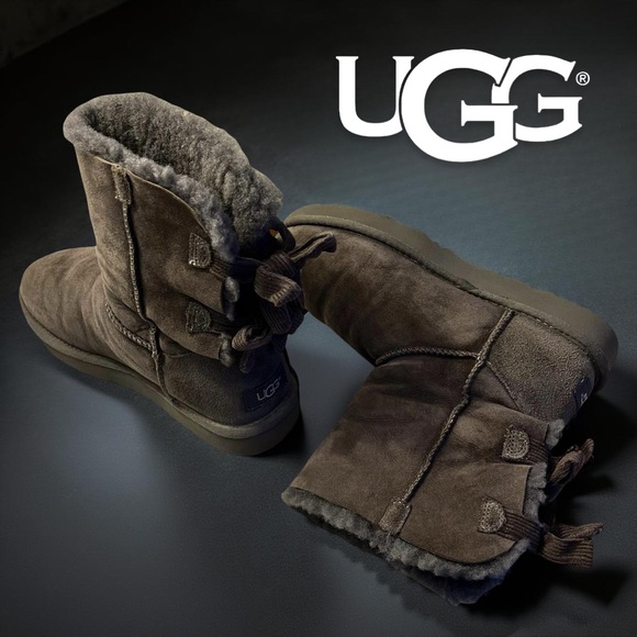 Women’s ⭐️UGG⭐️Grayish/Brown Bailey Bow Boots Size 8 - Picture 6 of 16